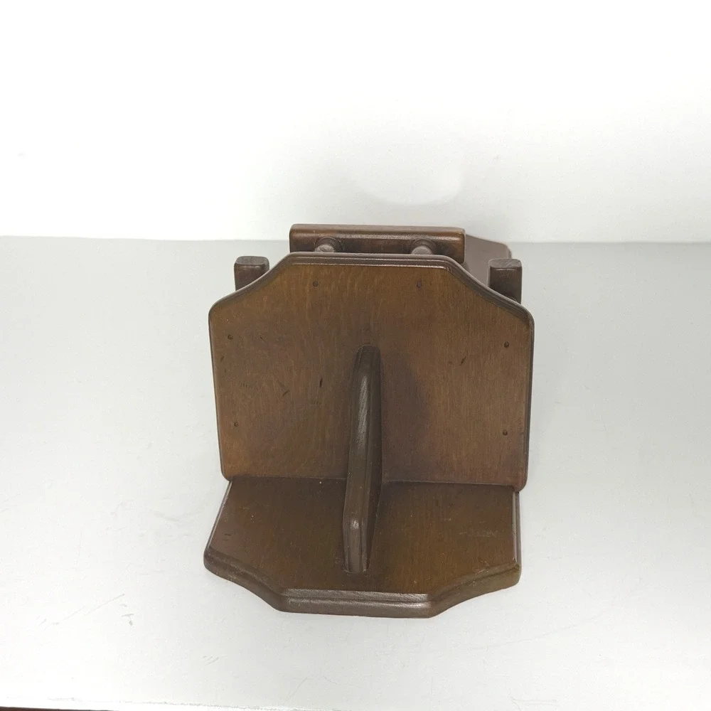 Vintage Early American Wood Wall Mirror Shelf Brown Rustic Farmhouse Home Decor